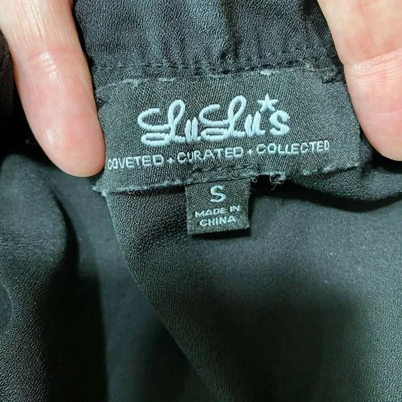 Lulus Top S Off The Shoulder Black Ruffle 3/4‎ Sleeve Solid Dressy Blouse - Picture 8 of 10